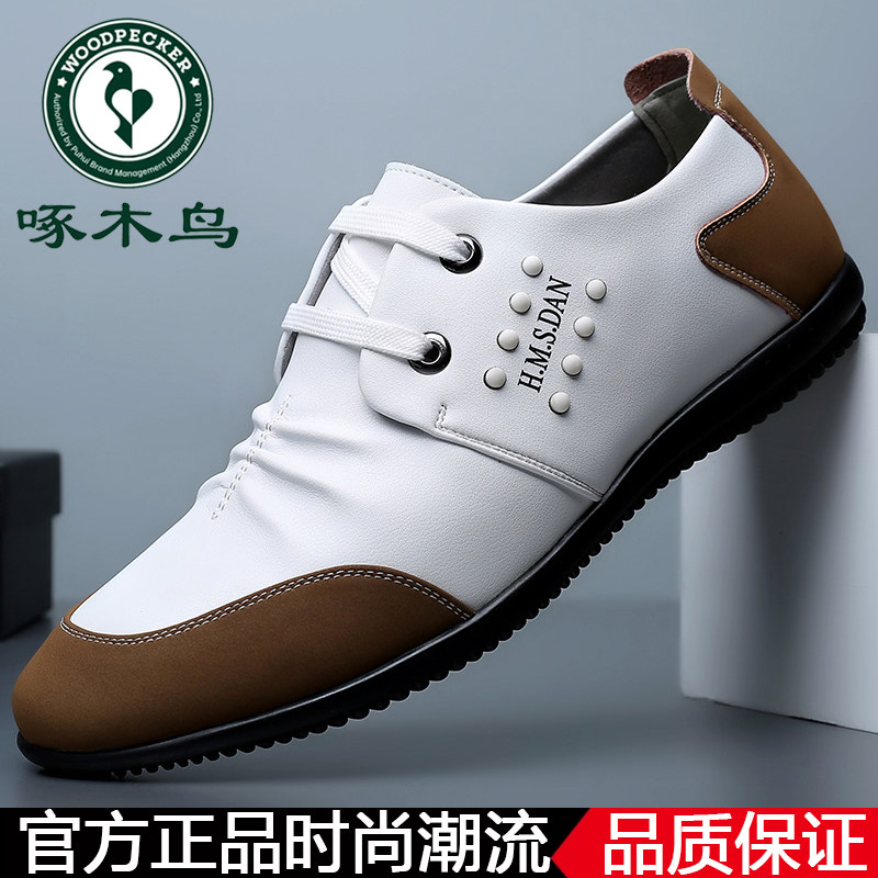 系带豆豆鞋透气耐磨休闲皮鞋男