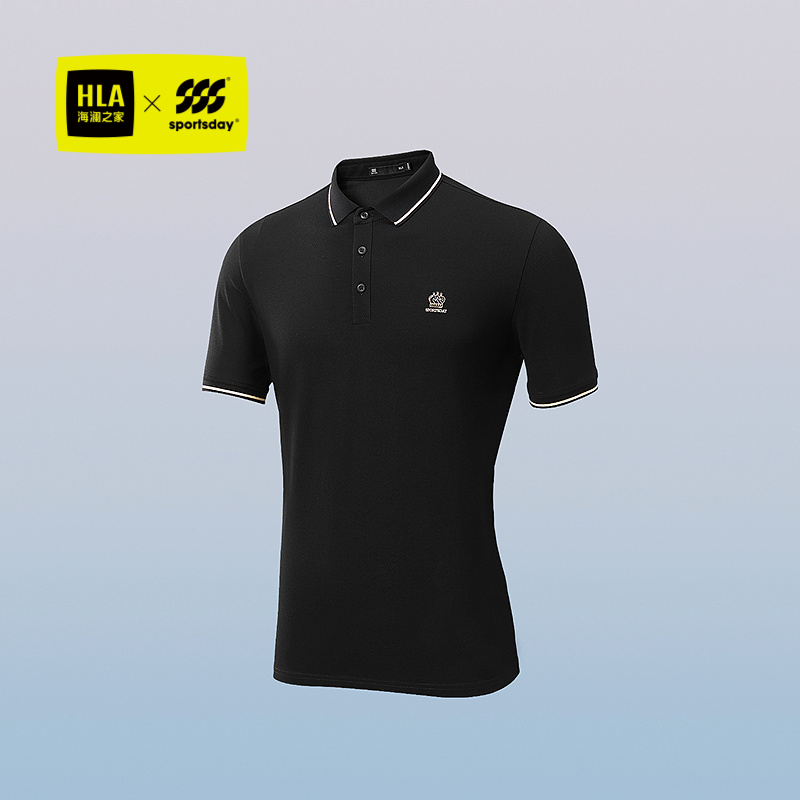 海澜之家翻领凉感印花短袖Polo男