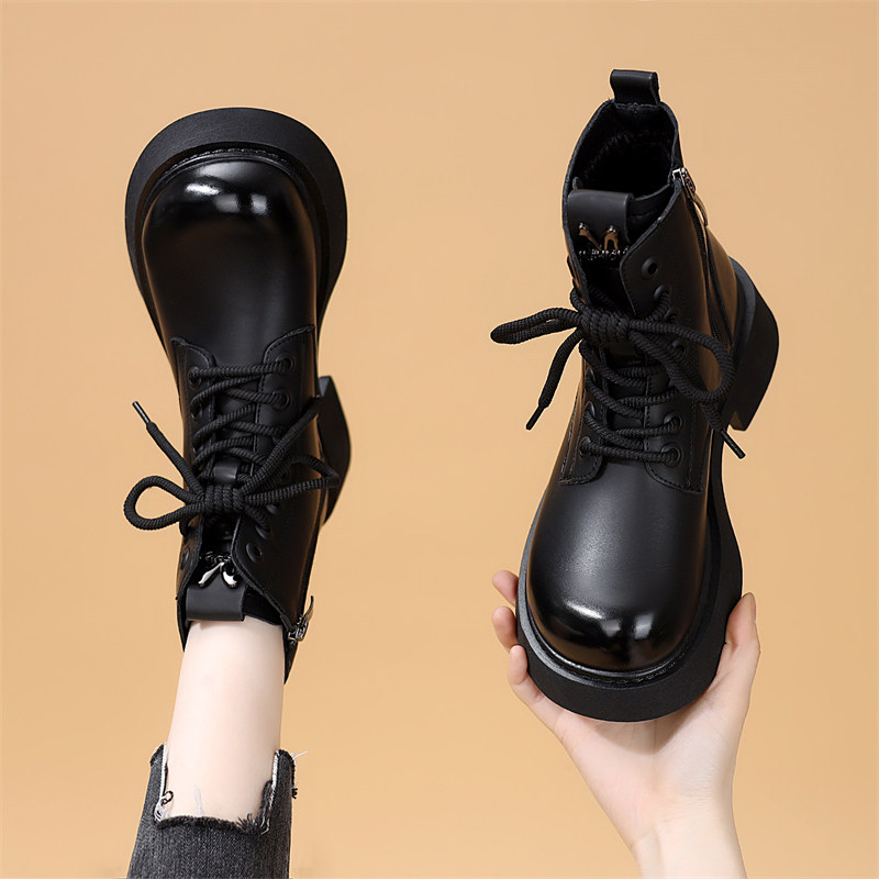 圆头马丁靴女2025新款秋冬季加绒百搭软底轻便舒适平底短靴显脚小,女鞋,时装靴,淘宝优惠券,粉丝福利购,淘宝优惠卷