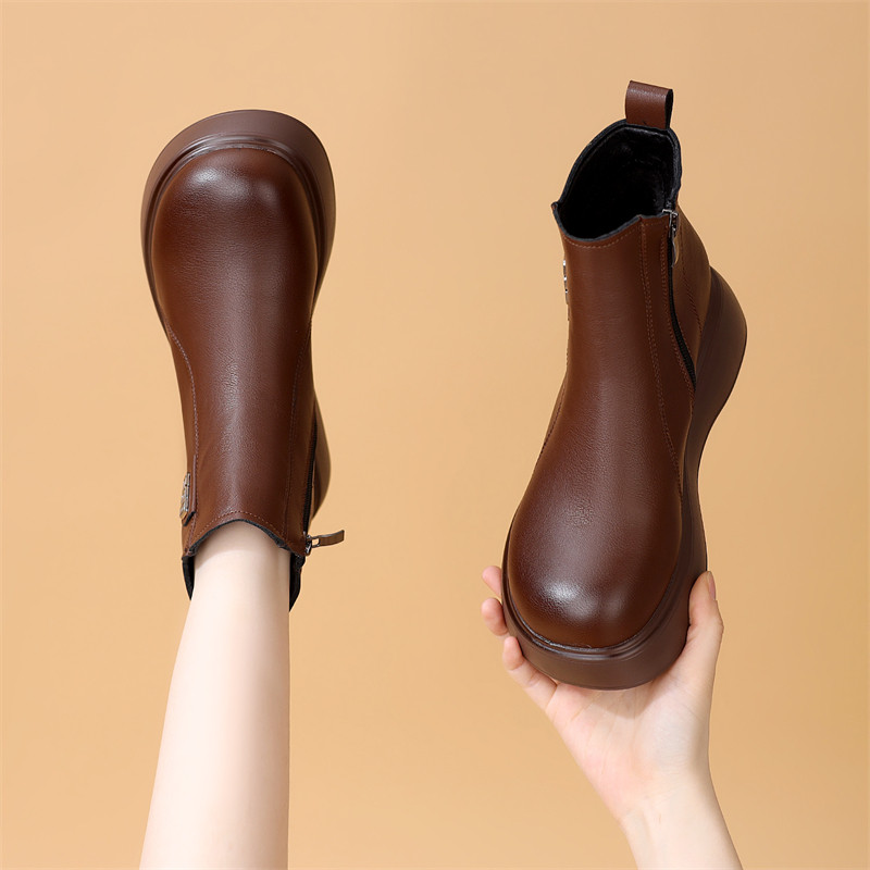 平底圆头气质马丁靴2025秋冬新款软底轻便防滑舒适百搭短靴大码41,女鞋,马丁靴,淘宝优惠券,粉丝福利购,淘宝优惠卷
