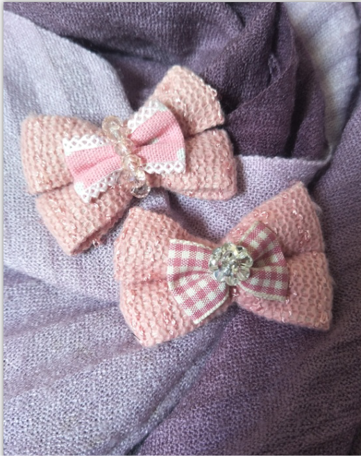 粉色立体布艺花朵新娘补丁贴头饰