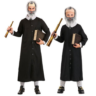 儿童节科技节展览舞台表演演出成人儿童科学家伽利略角色扮演服装