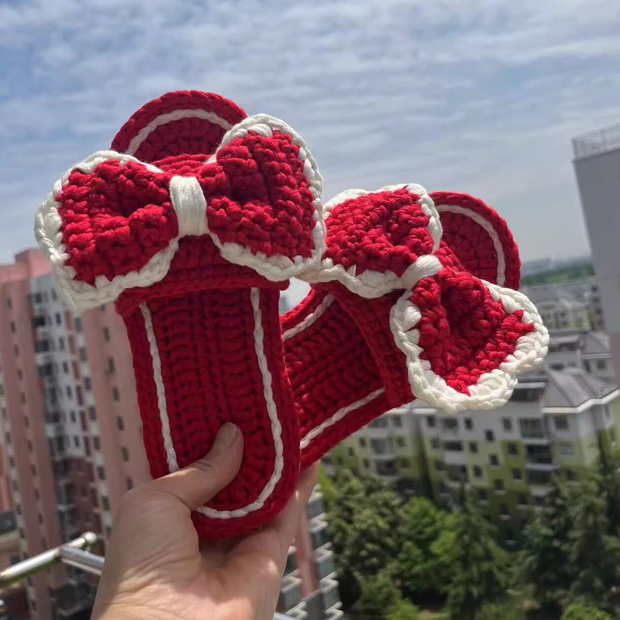 蝴蝶结手工编织拖鞋diy自制软底防滑拖鞋送女友母亲节礼物婚鞋夏
