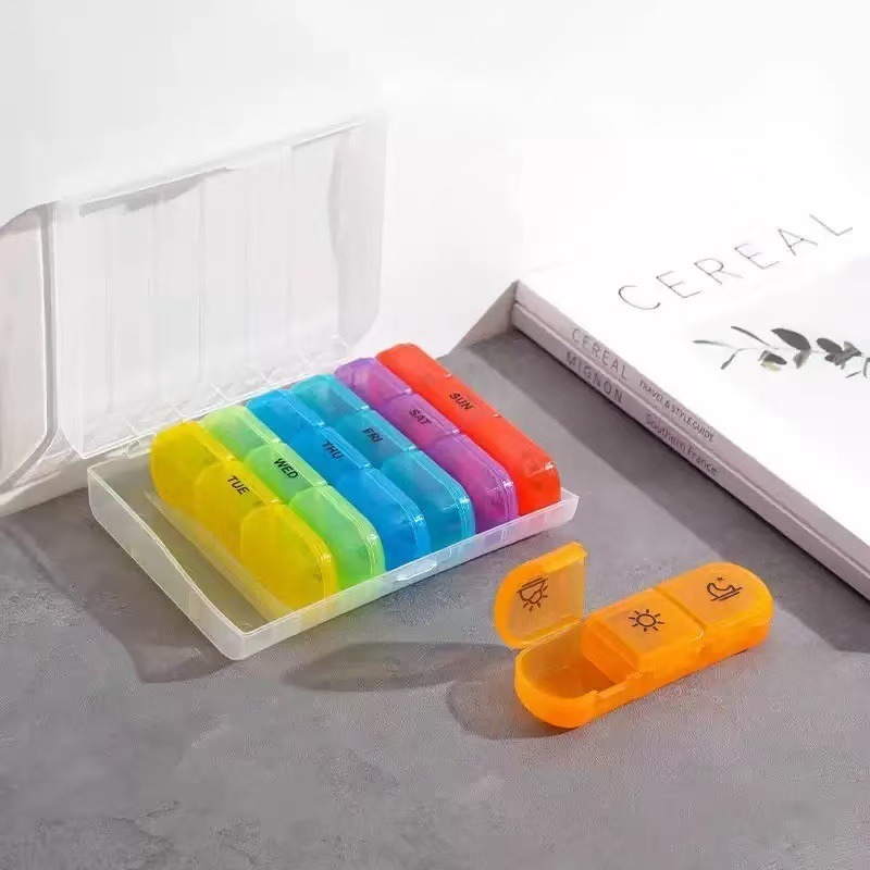 随身多格一周21格药盒七天分装盒式药盒彩色大容量收纳盒