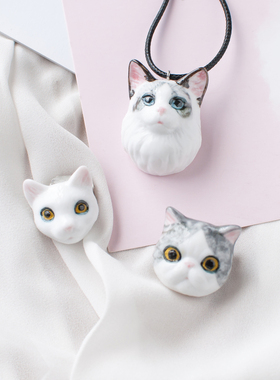 萌猫咪原宿可爱动物森系毛衣项链