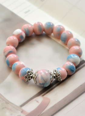 原创粉色陶瓷珠子森系甜美风手链