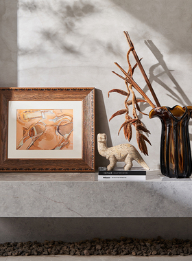 卧室装饰房间布置温馨风创意轻奢风玻璃大花瓶插花仿真花束高级感