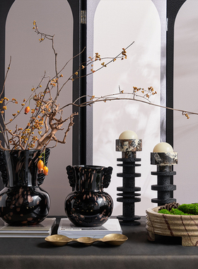 酒店软装设计三足大理石果盘摆件