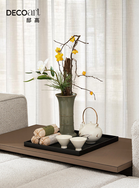 邸高家居新中式宋代美学软装家具搭配茶托盘茶柱茶几苔藓造景摆件