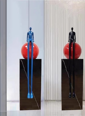 酒店大堂高级感迎宾抽象长腿人物创意轻奢售楼处软装落地装饰摆件