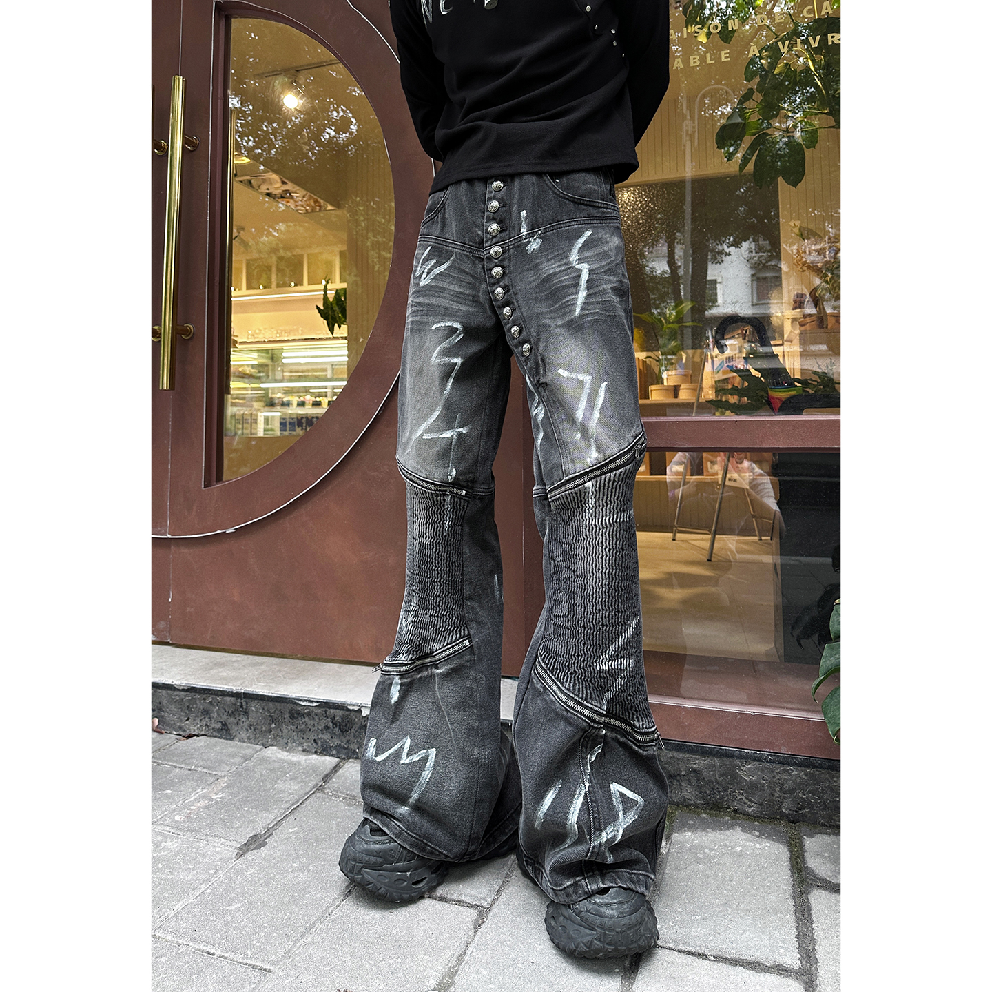 杨一帆潮牌牛仔裤男款2025秋季新款韩版宽松高街ins裤喇叭长裤秋