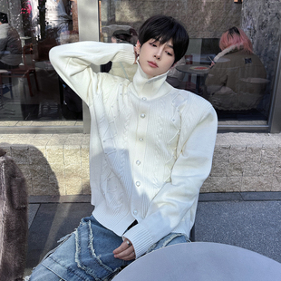 韩版 杨一帆潮牌高领毛衣男士 新款 冬季 慵懒风珍珠百搭线衣 2025新款