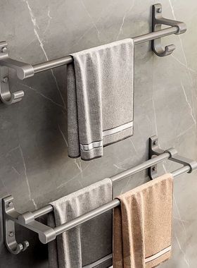 枪灰色浴室毛巾杆长25cm35cm55cm65cm75cm1m卫生间置物架太空铝