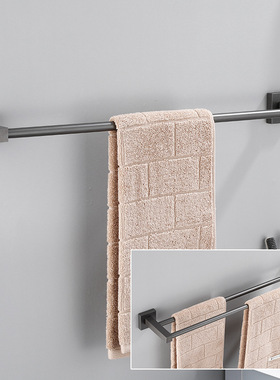 枪灰色浴室毛巾架毛巾杆长25cn30cm35cn45cn55cm卫生间置物架免钉