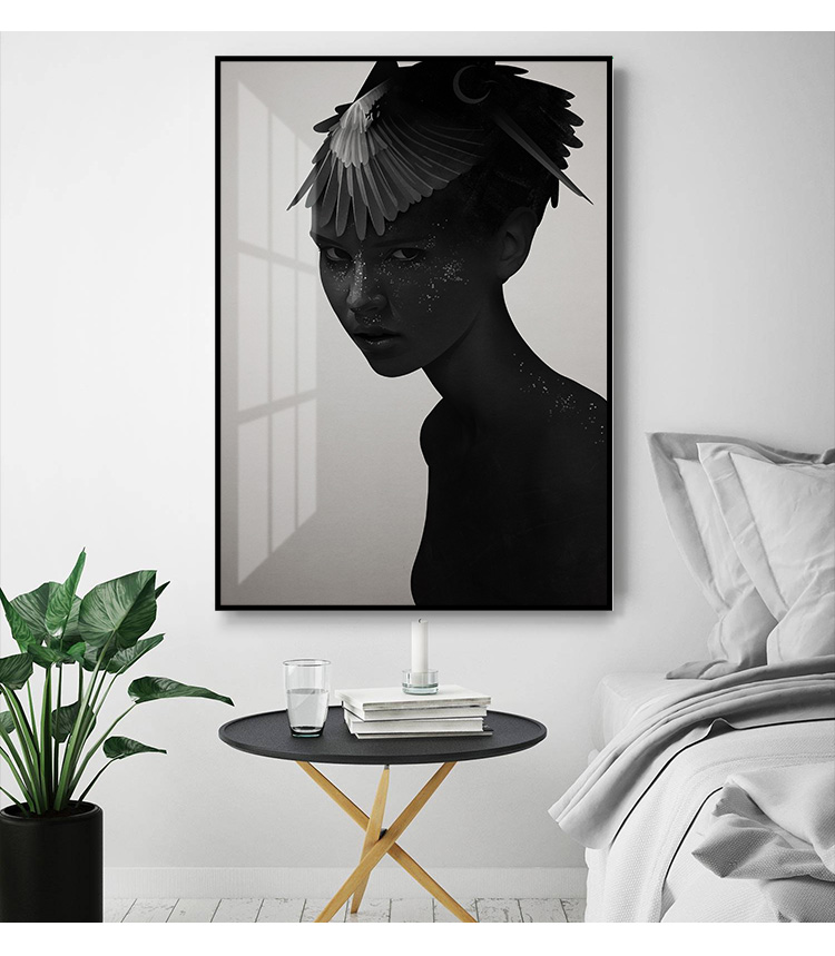 摩登黑白人物个性装饰画女孩服装店酒店过道走廊客厅现代简约挂画