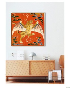 法式 饰画客厅背景卧室书房挂画 中国风青花瓷豹美式 复古小众艺术装