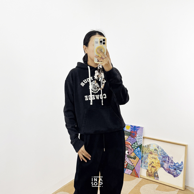 美式学院风字母印花连帽卫衣