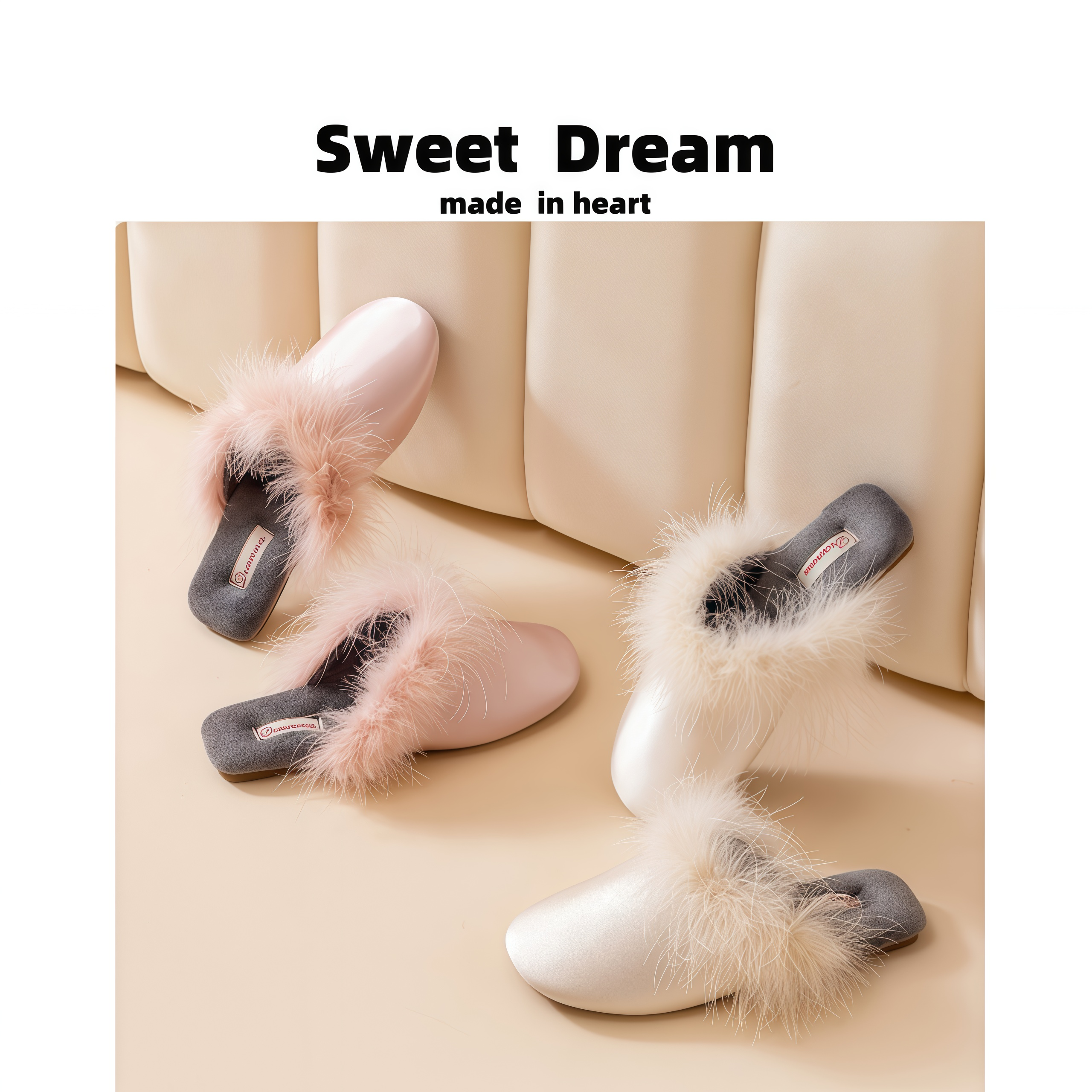 鸵鸟毛仙女风晨袍家居棉拖鞋