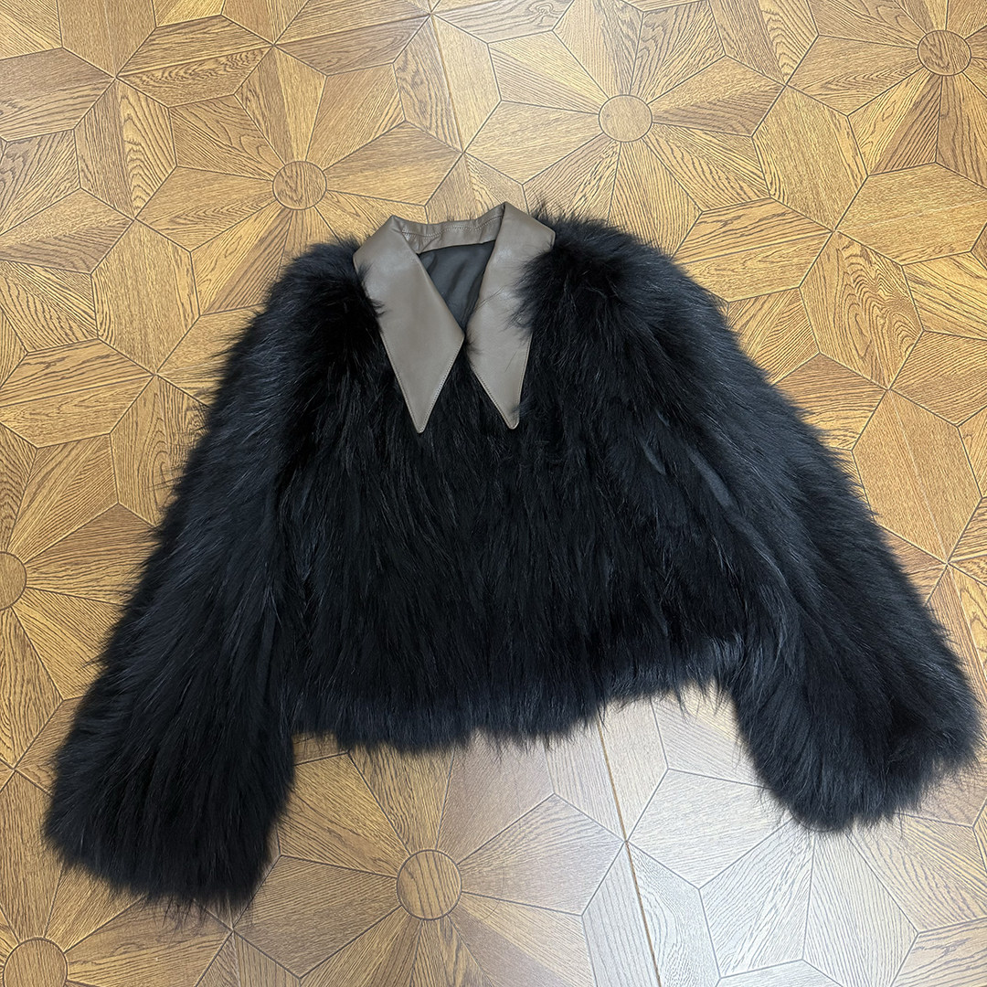 黑色貉子毛皮草外套女短款翻领毛毛大衣年轻款显瘦轻奢,女装/女士精品,皮草,淘宝优惠券,粉丝福利购,淘宝优惠卷