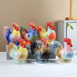 十二生肖风水摆件陶瓷仿真公鸡家居工艺品客厅过道玄关电视柜装饰