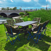 车载户外折叠桌椅套装 自驾游沙滩月亮椅子阳台庭院休闲桌椅 便携式