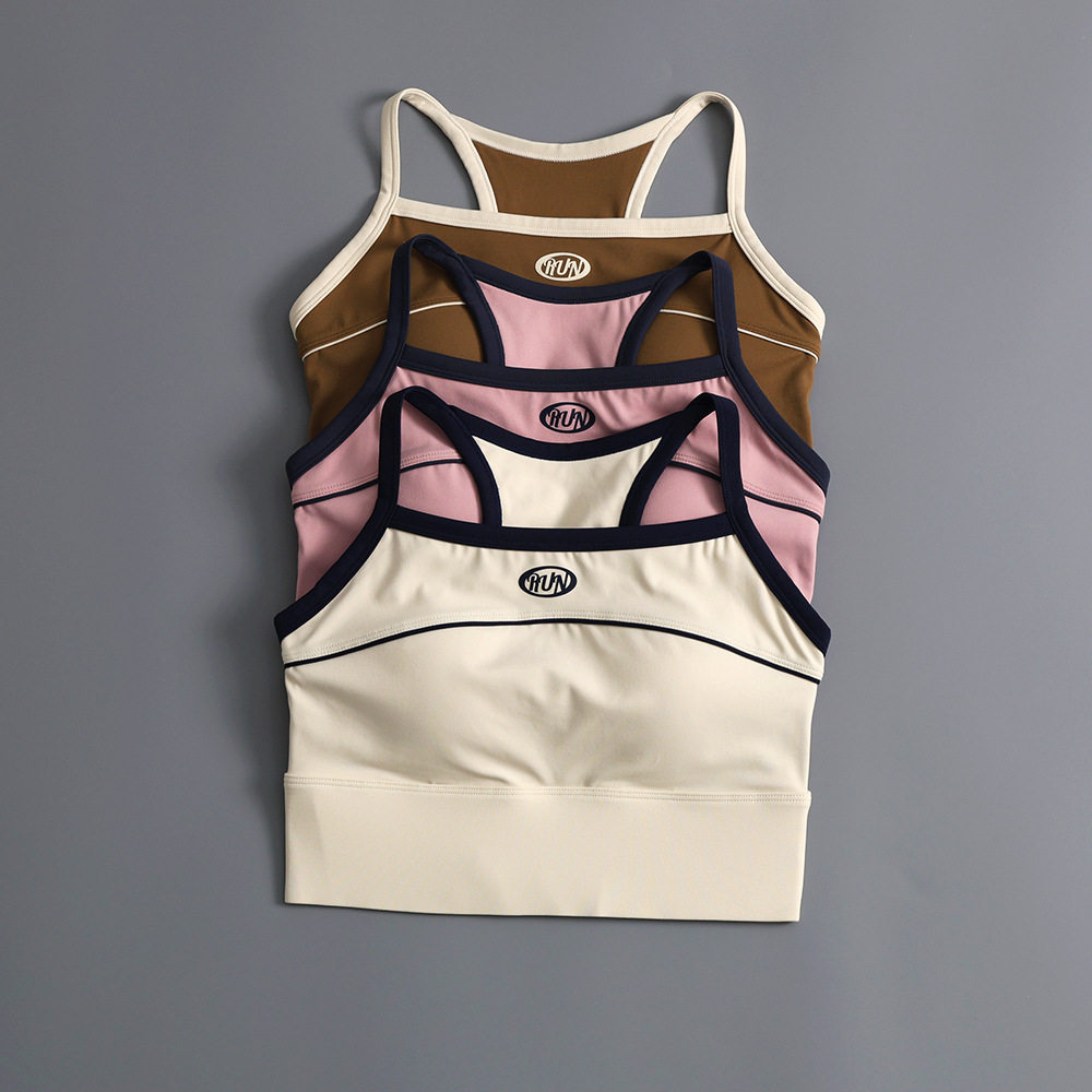 运动内衣带胸垫美背文胸高级感瑜伽服外穿bra跑步防震聚拢背心夏