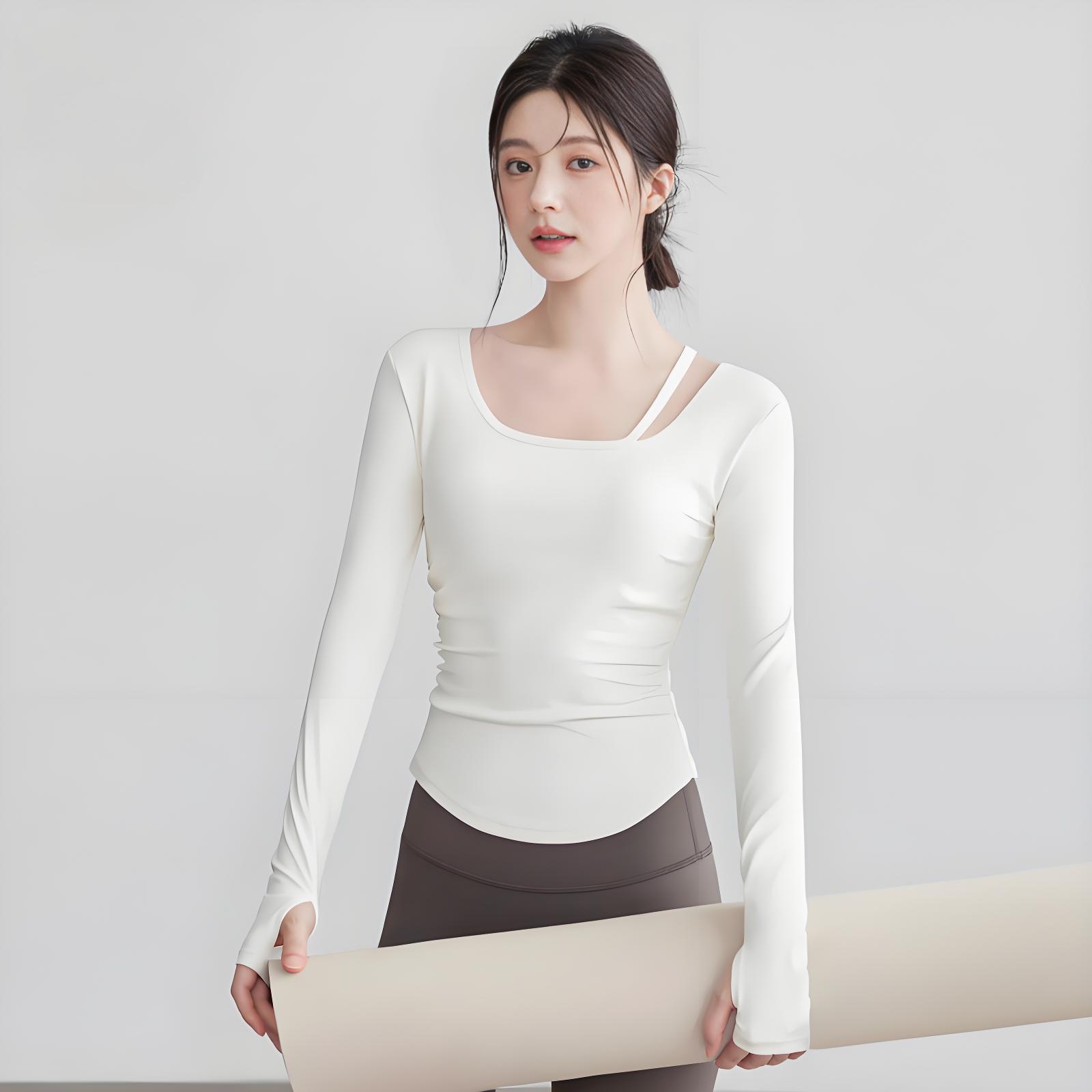 健身上衣女裸感瑜伽服长袖T恤