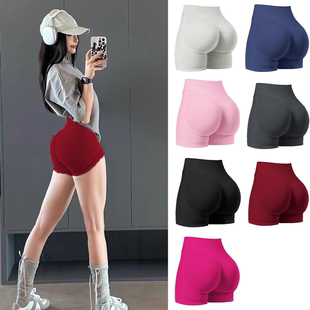 翘臀高腰收腹高弹紧身裤 女欧美瑜伽短裤 健身短裤 蜜桃臀运动三分裤