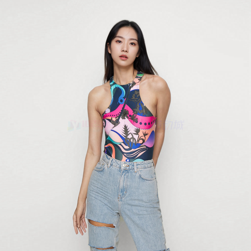 酷动城耐克Nike女子速干透气印花训练美背紧身连体运动背心CU6000