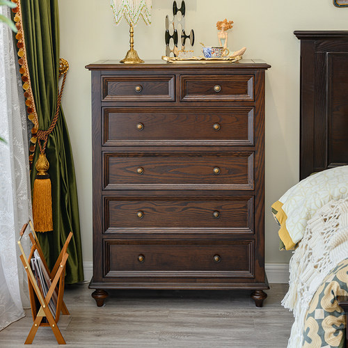 美式实木斗柜复古斗橱卧室床尾柜