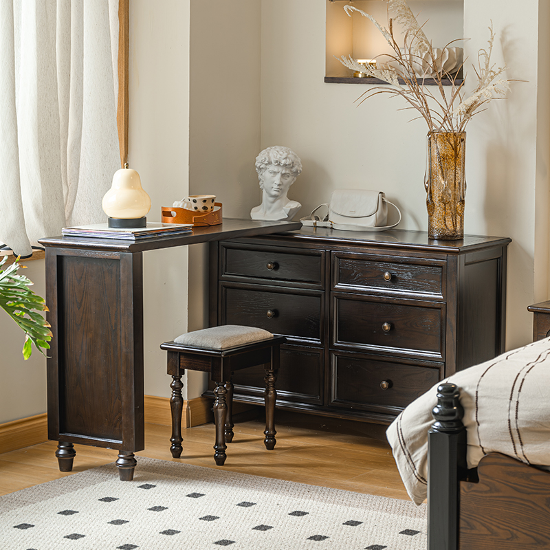 白蜡木实木可伸缩妆台