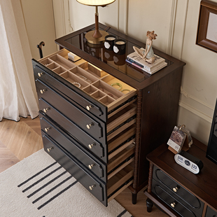 宜宝易森法式复古实木斗柜中古玄关柜美式小户型卧室床头床尾柜