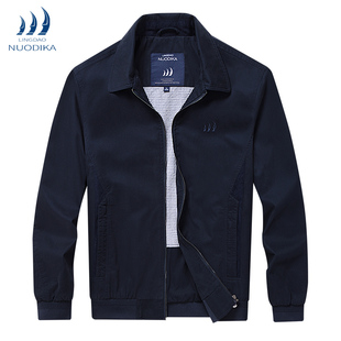 秋冬厚款纯棉翻领夹克男中年茄克中老年爸爸装行政公务员外套大码