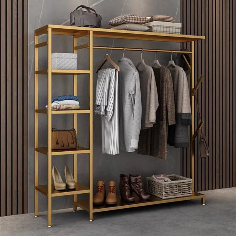 意式金属立柱式衣帽架落地多功能卧室铁艺收纳架简约现代挂衣架