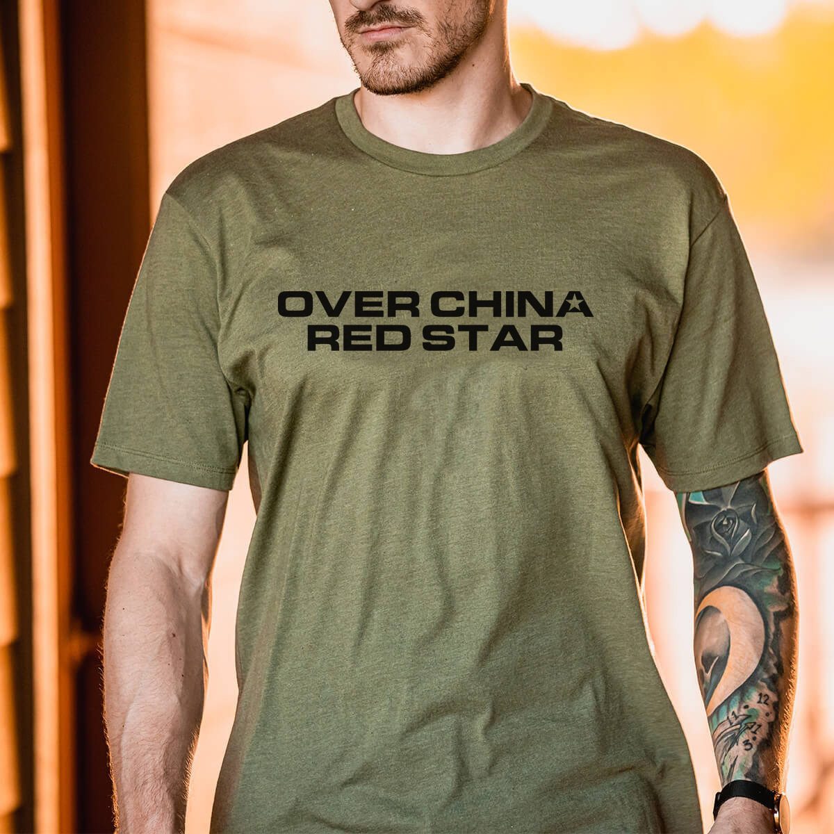 夏季新品 军事风 红星照耀中国 圆领短袖T恤 硬汉服装