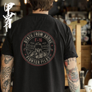 新品 空战系列 壮志凌云F16熊猫战机主题款 圆领短袖T恤
