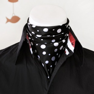 星曌春夏季韩版男士丝巾黑夜星波小方巾商务衬衣领巾波点围脖头巾