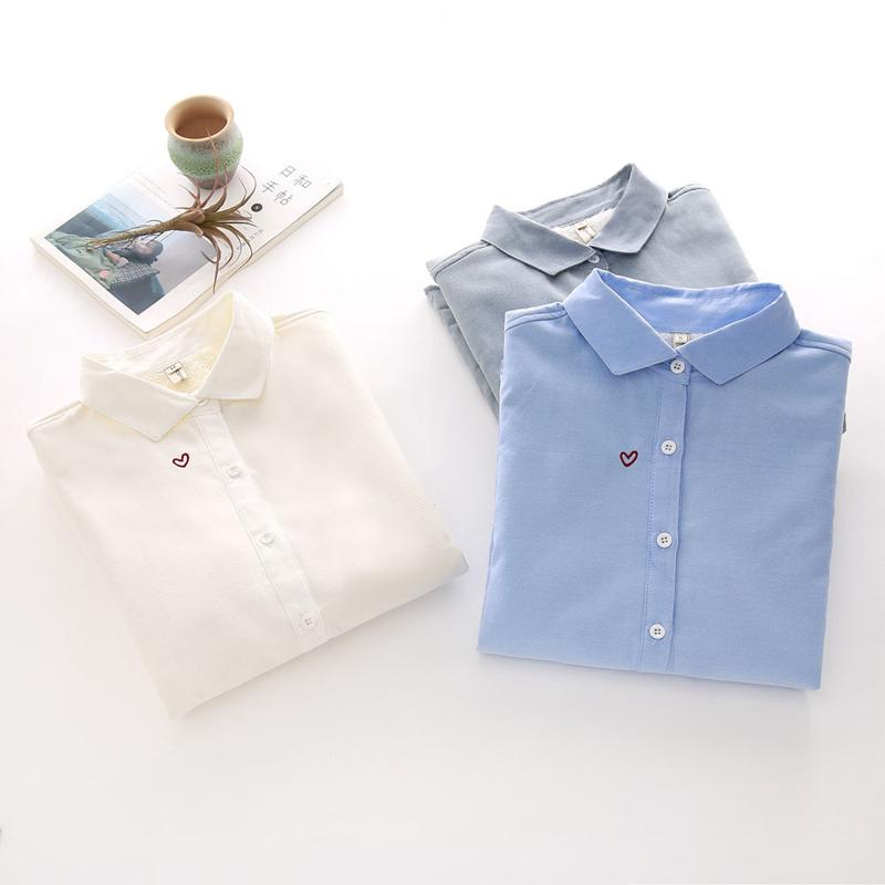 冬季新款小清新刺绣加绒白衬衫