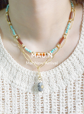 项链绿松石民族风小众情侣天然石