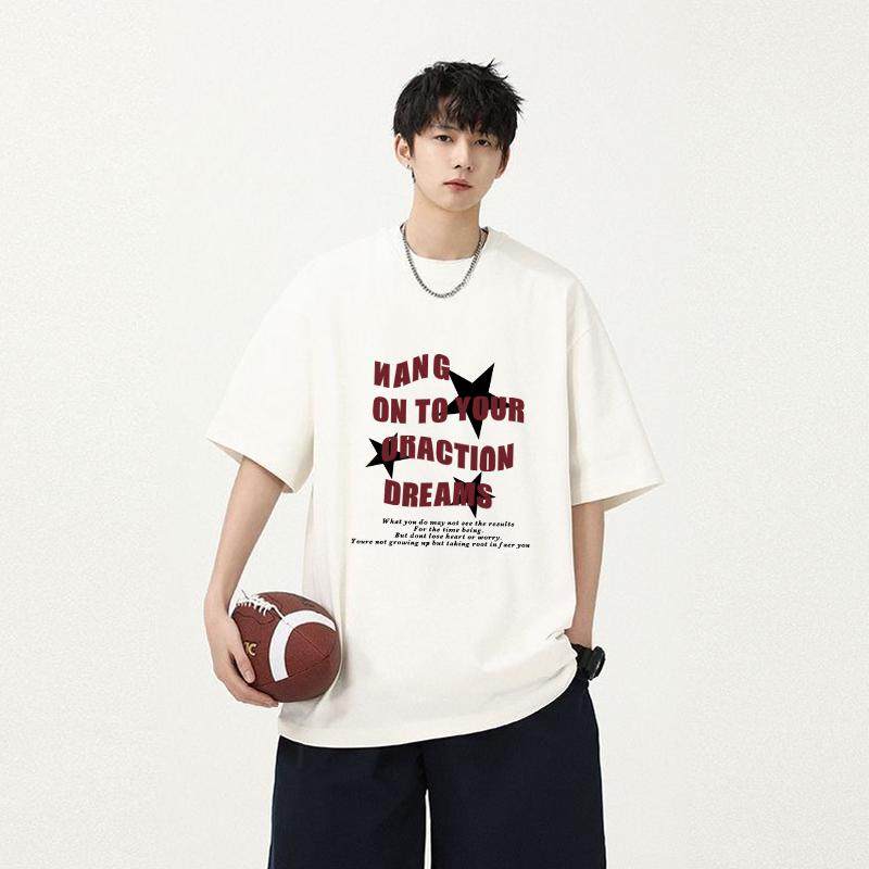 欧美街头潮牌t恤男重磅夏季纯棉上衣短袖美式高街高级感学生半袖