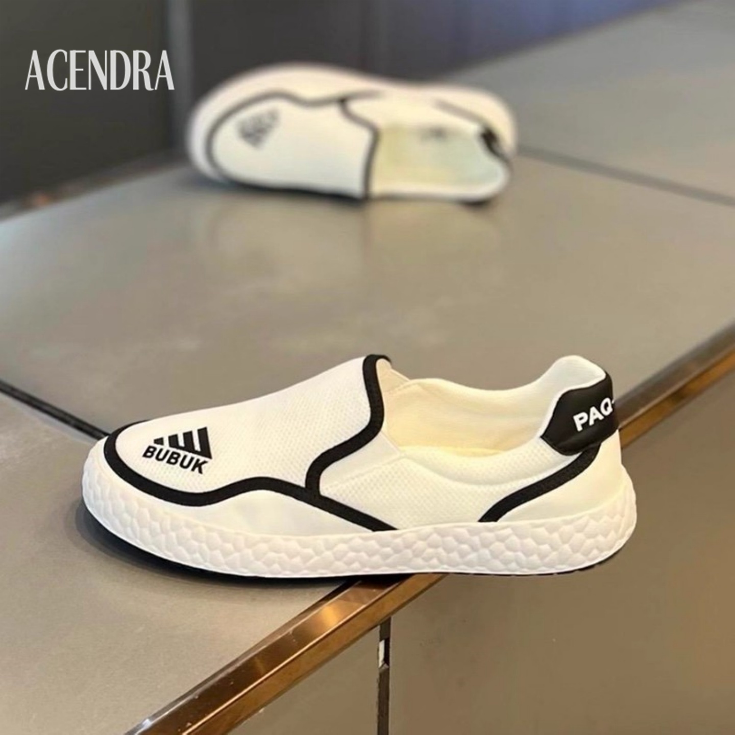ACENDRA 男士奢品透气网面小白鞋舒适软底平底鞋百搭一脚蹬懒人鞋