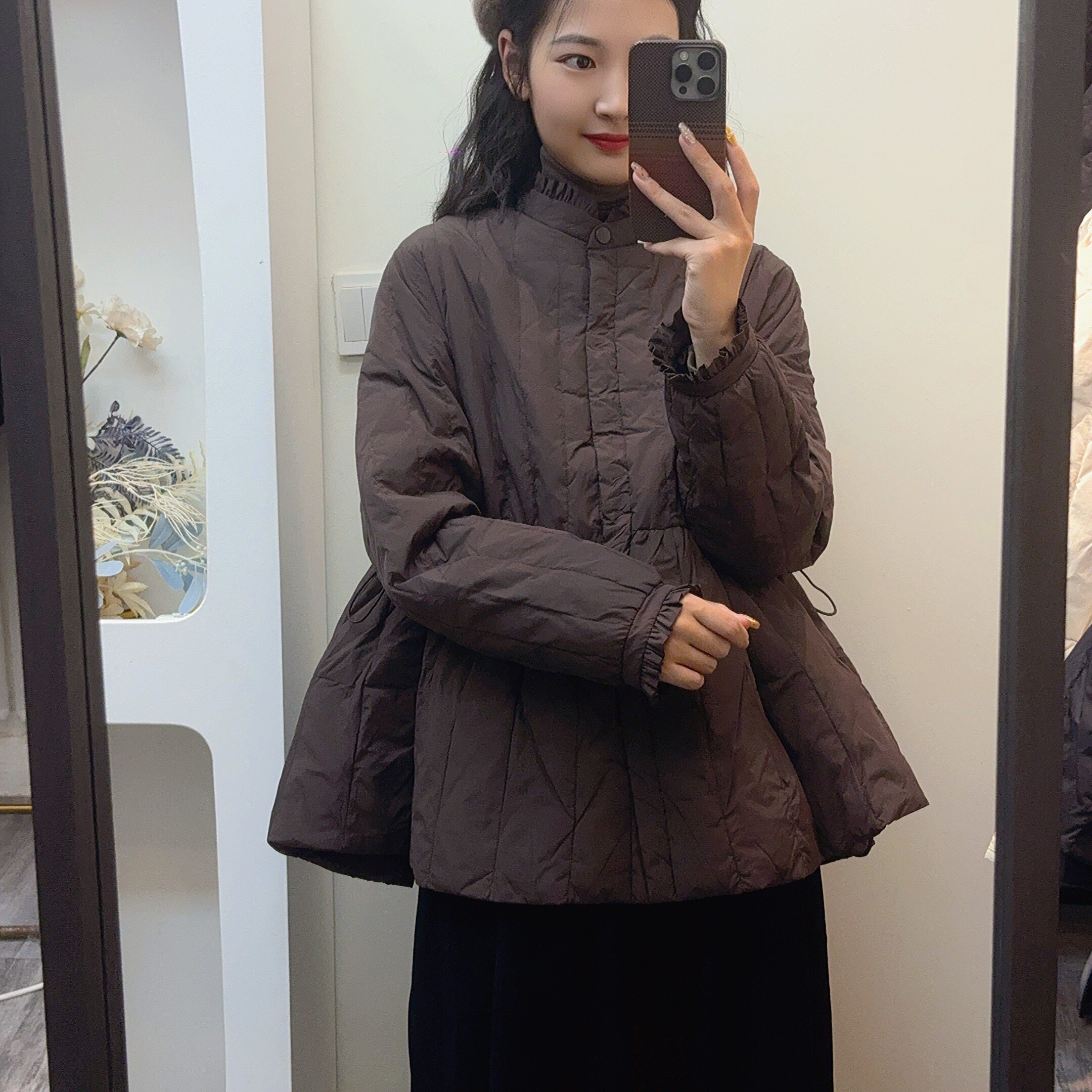 冬季新款高定新中式时尚收腰裙摆女士羽绒服 5150