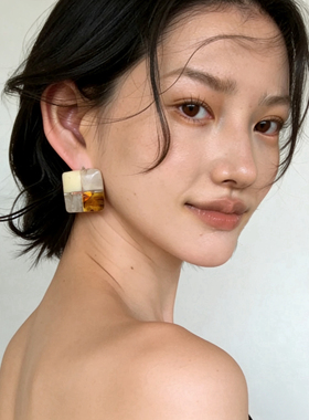 Atelier Koa  出口日韩超美气质方块醋酸耳环 老钱度假海岛耳环