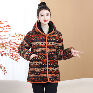 冬季女短款连帽民族风小香风加绒加厚款修身保暖棉袄外套棉衣罩衣