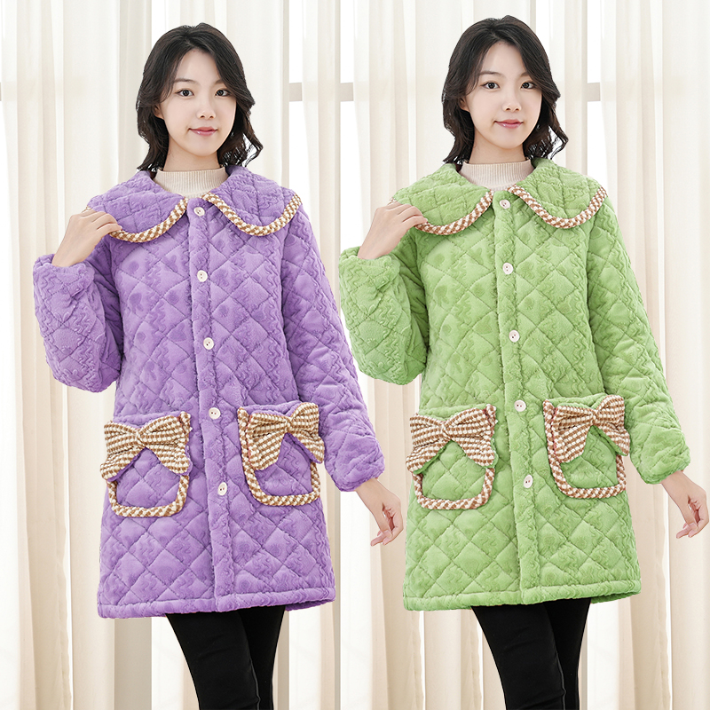 特厚冬季中长款加绒加厚棉衣