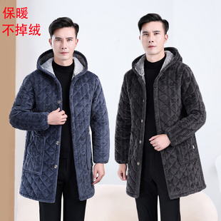 特厚高品质加绒加厚中长款 罩衣宽松外套耐脏保暖工作服 男棉服冬季