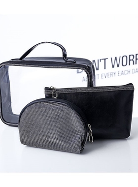 3件套化妆包便携护肤品气垫口红眉笔化妆刷大容量收纳手提洗漱包