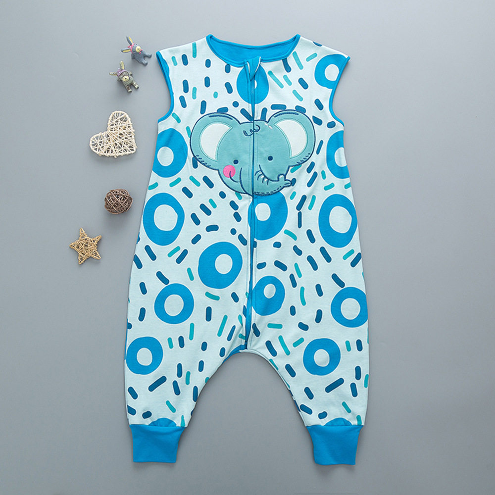外贸婴幼童衣服睡袋无袖分腿连体衣哈衣爬服纯棉睡衣家居服双层