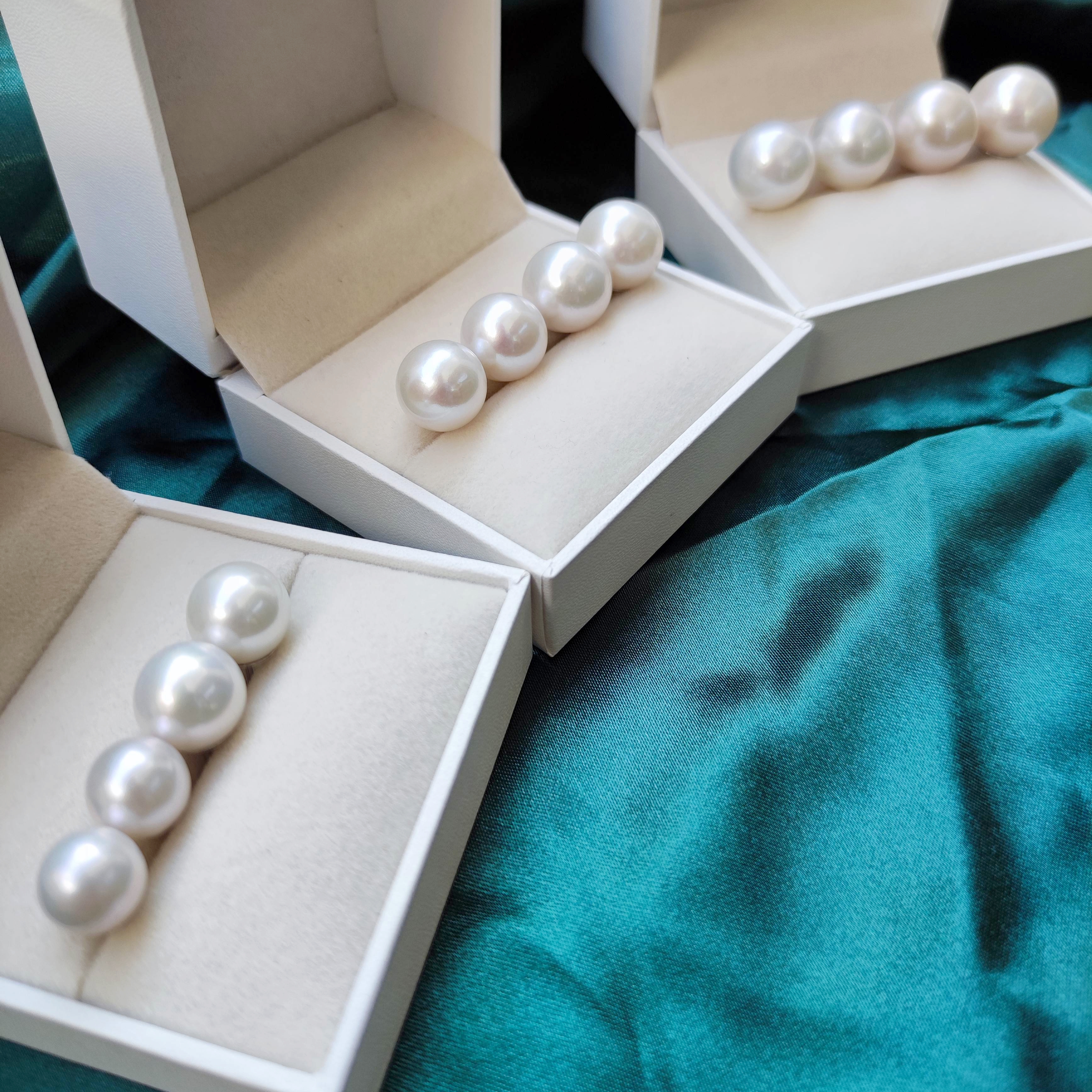 诸暨天然淡水珍珠素钉5A正圆耳钉S925纯银针简约百搭女耳饰9-14mm