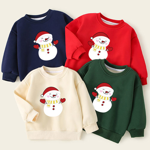 儿童大红色加绒卫衣演出服男女童